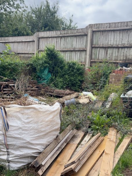 Overgrown garden before clearance and tidy-up work